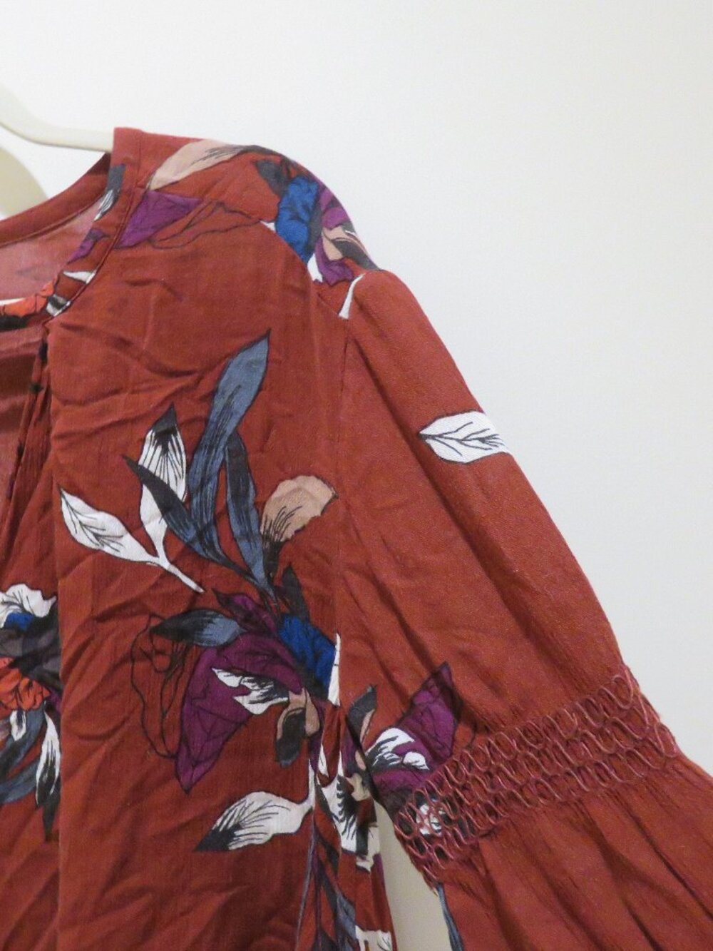 FREE PEOPLE Tree Swing Tunic Dress Electric Orchid Floral Medium Boho Festival - Picture 8 of 13